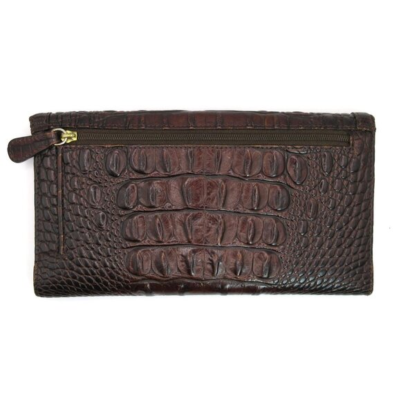Vintage Brahmin  Alligator Embossed Leather Brown Clutch Wallet Organizer USA - Picture 2 of 11